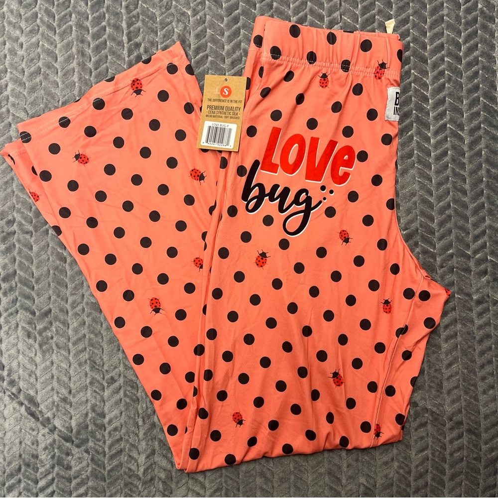 Brief Insanity Love Bug Women's Loungewear Pajama Pants - Coral and Black